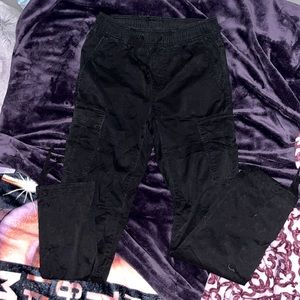 Black Cargo Joggers Adjustable Ankle